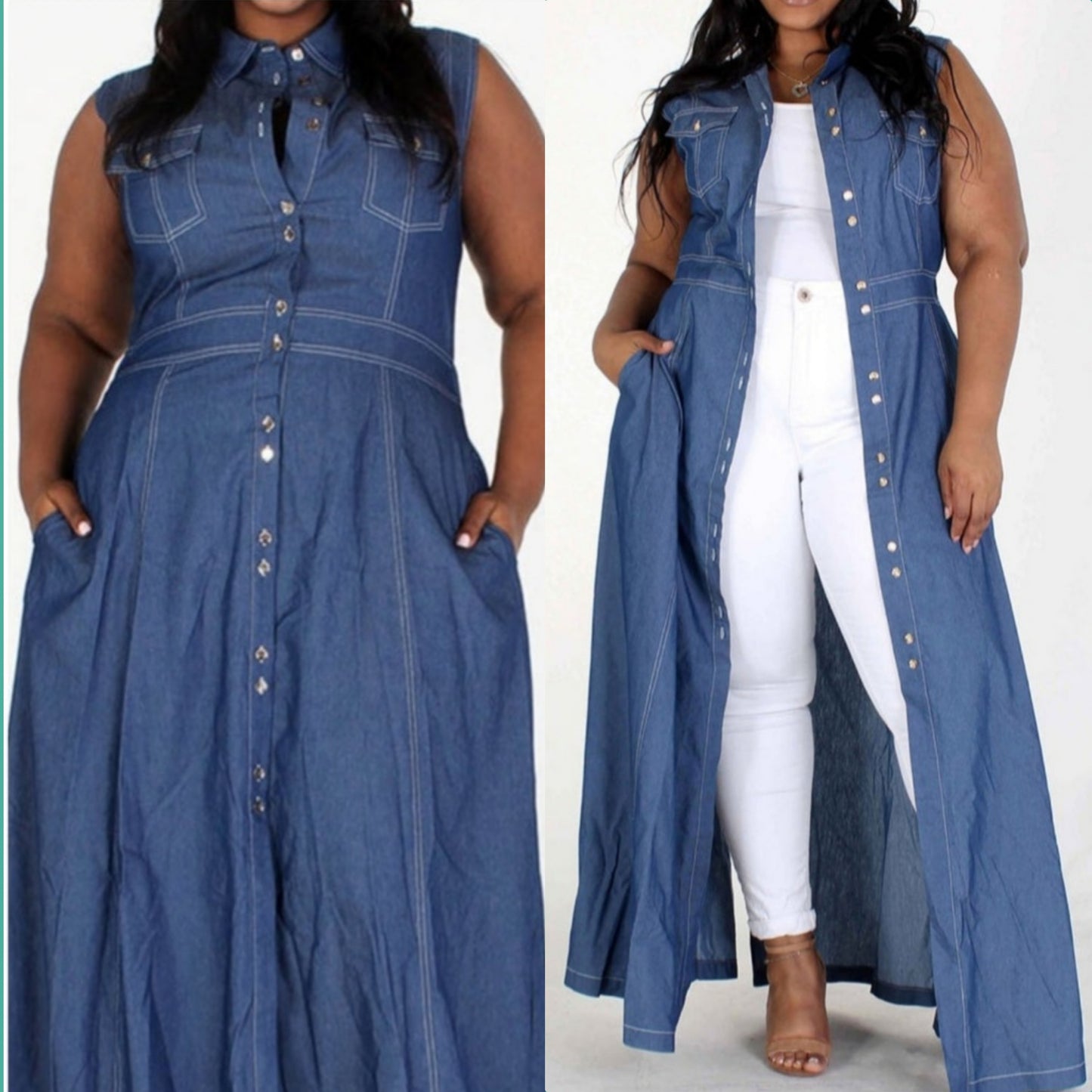 The "Denim Blue" Maxi Dress (Curvy Chic)