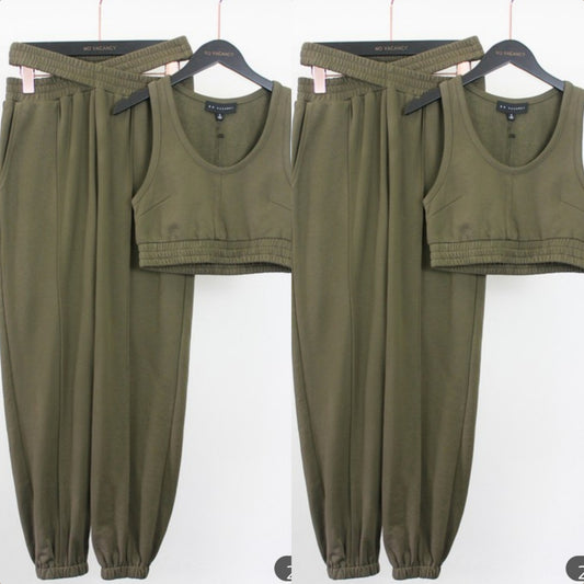 The "Simone" Jogger Sets (Olive)